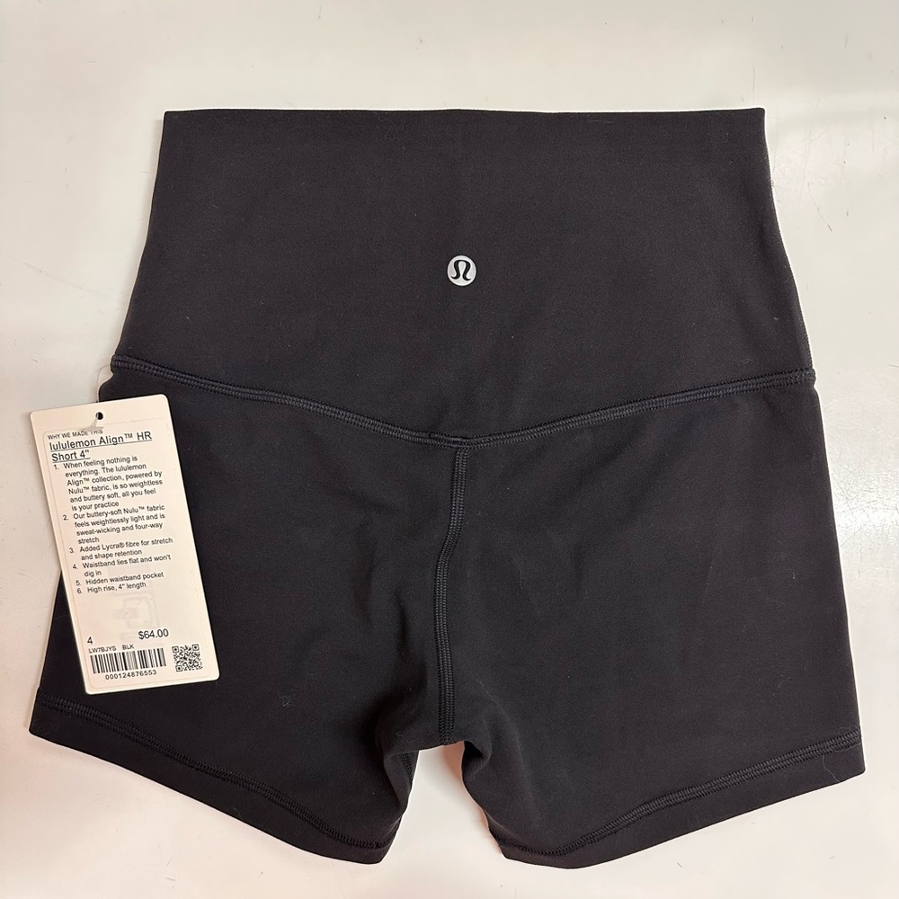 Lululemon align HR 4” short 4 NWT black